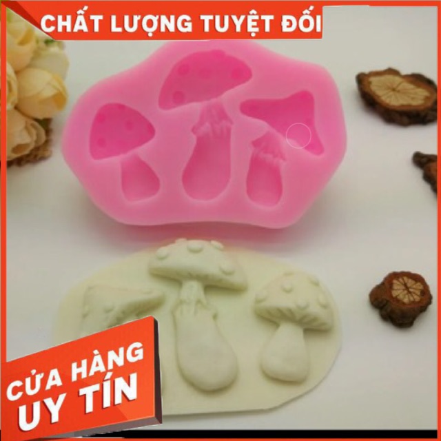 Khuôn rau câu silicon 4D 3 Cây nấm Mã N13D5K