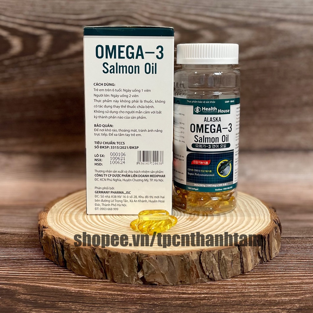 Dầu Cá ALASKA OMEGA 3 hỗ trợ hệ tim mạch, trí não, tăng cường thị lực, sáng mắt - Hộp 100v