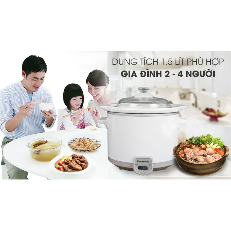 Nồi nấu cháo chậm Panasonic dung tích 1.5 lít NF-N15SRA sản xuất Malaysia - Bảo hành 12 tháng chính hãng