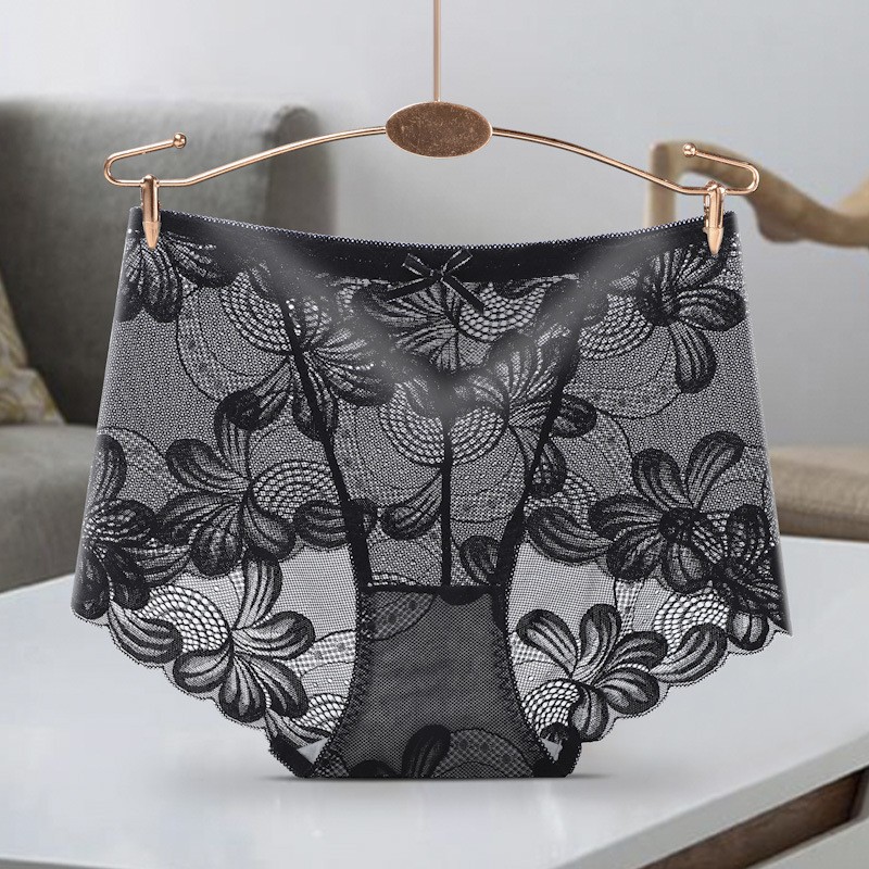 Antibacterial cotton crotch breathable full lace women's underwear large size plus fat sexy seamless underwear women's hip briefs | BigBuy360 - bigbuy360.vn