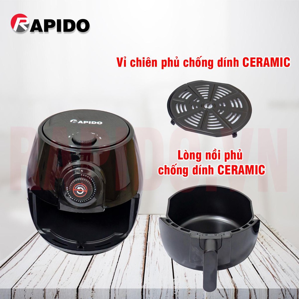 [Mã 254ELSALE giảm 7% đơn 300K] [HÀNG CHÍNH HÃNG] Nồi chiên không dầu Rapido RAF4.0M điều khiển cơ (Bảo hành 1 năm)