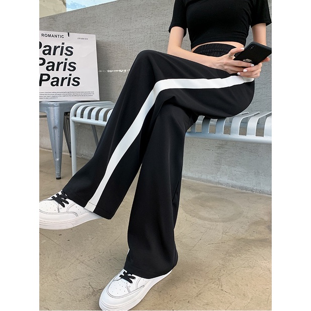 Quần nữ 3 sọc thể thao, quần nữ ống rộng chất cotton dày dặn cao cấp có dây rút eo hàng nhập khẩu SKUQ-24A