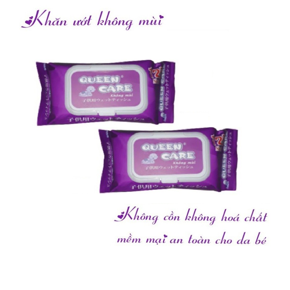 Combo 4 gói khăn ướt Queen Care 125 tờ/ Gói không mùi, không hoá chất, hàng xuất Khẩu đi Nhật Bản