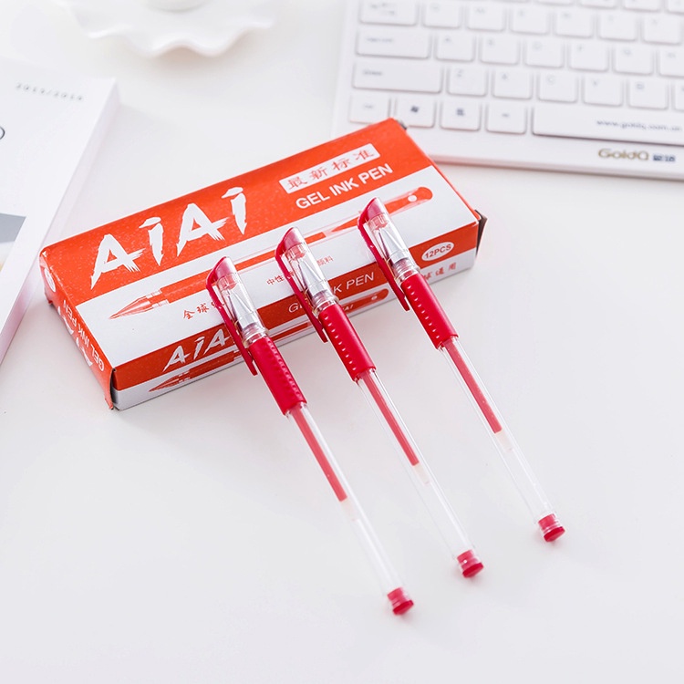 Bút Mực Gel Ngòi 0.5mm Màu Đỏ Đen