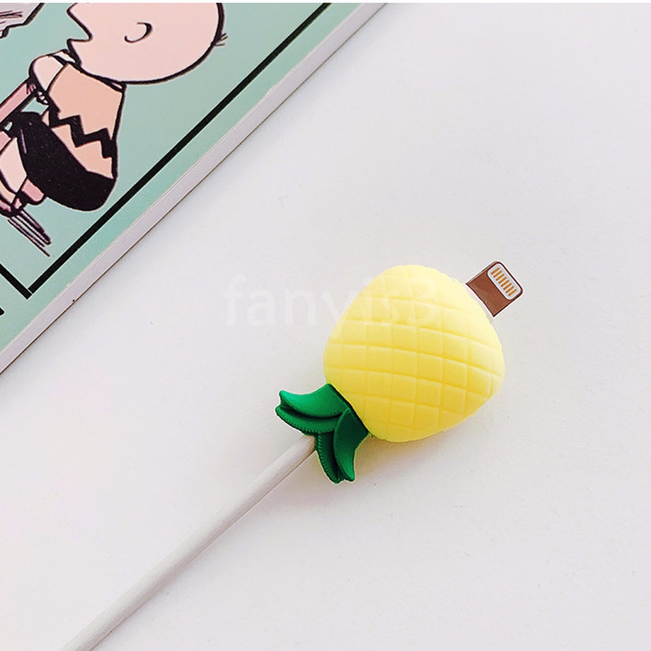 Nút bảo vệ đầu dây cáp USB sạc pin truyền dữ liệu bằng silicon chống rơi vỡ hình trái cây hoạt hình dễ thương