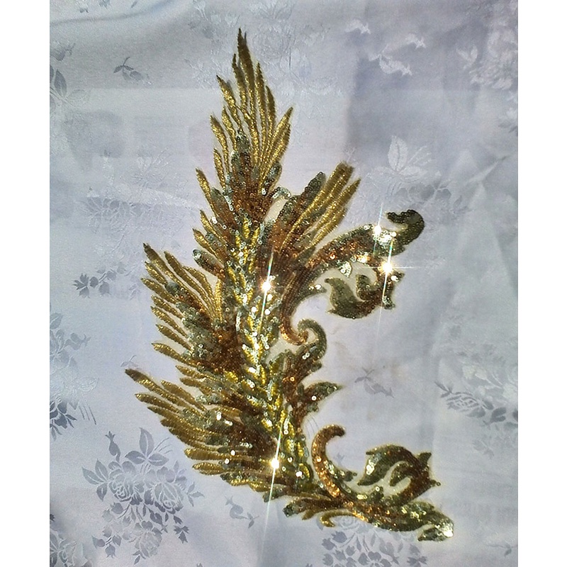 Miếng vá quần áo thiết kế chim công kim sa lấp lánh thời trang kích thước 43x27cm