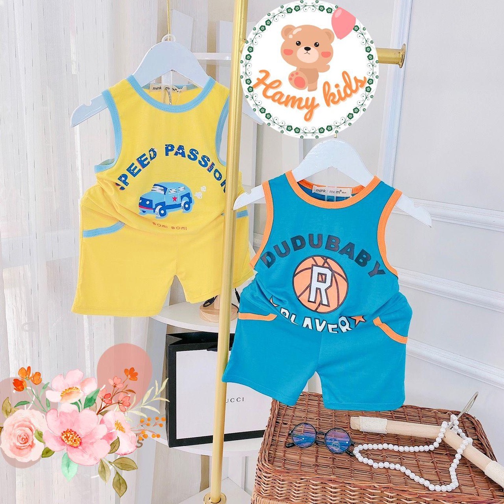 Bộ Ba Lỗ Minky Mom Chính Hãng Bé Trai Bé Gái Vải Thun Lạnh Ô Tô Gấu Khủng Long Cho Bé Từ 0-5 Tuổi Dưới 20kg - Hamykids