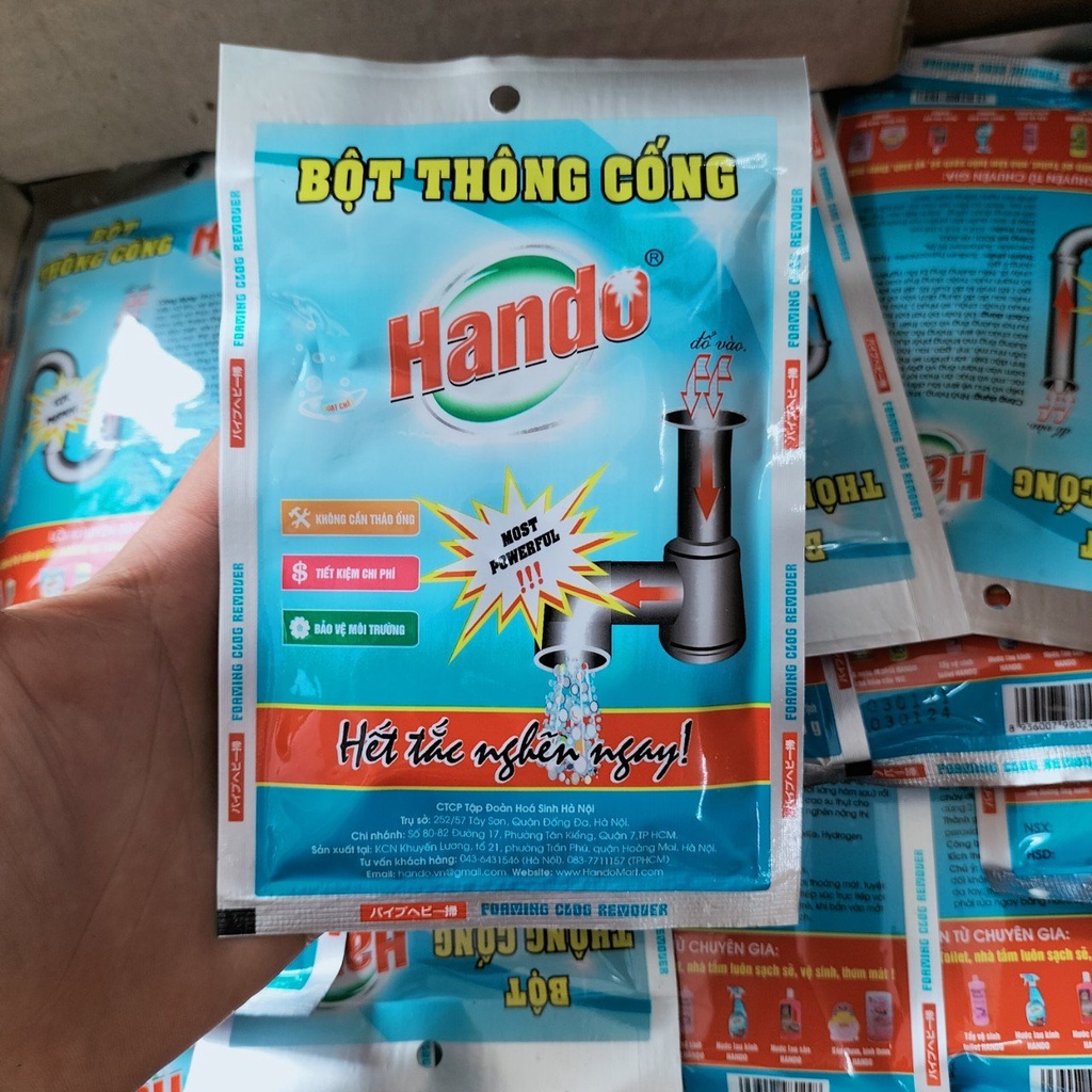 Bột Thông Cống Hando Dạng Túi 100g Nội Địa
