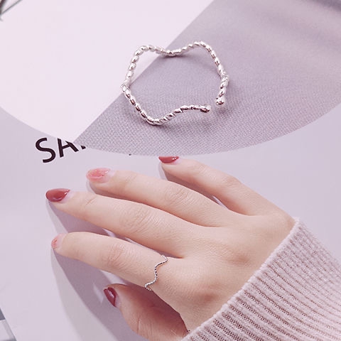 Nhẫn mạ bạc hoa ngôi sao phong cách Hàn Quốc