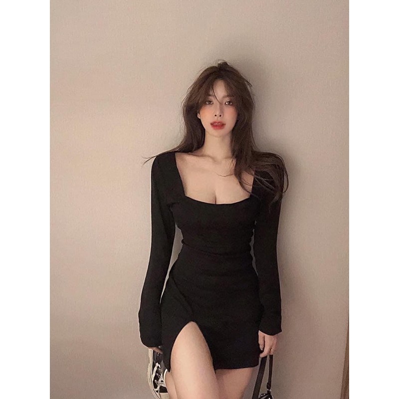 Đầm body cổ vuông Ulzzang