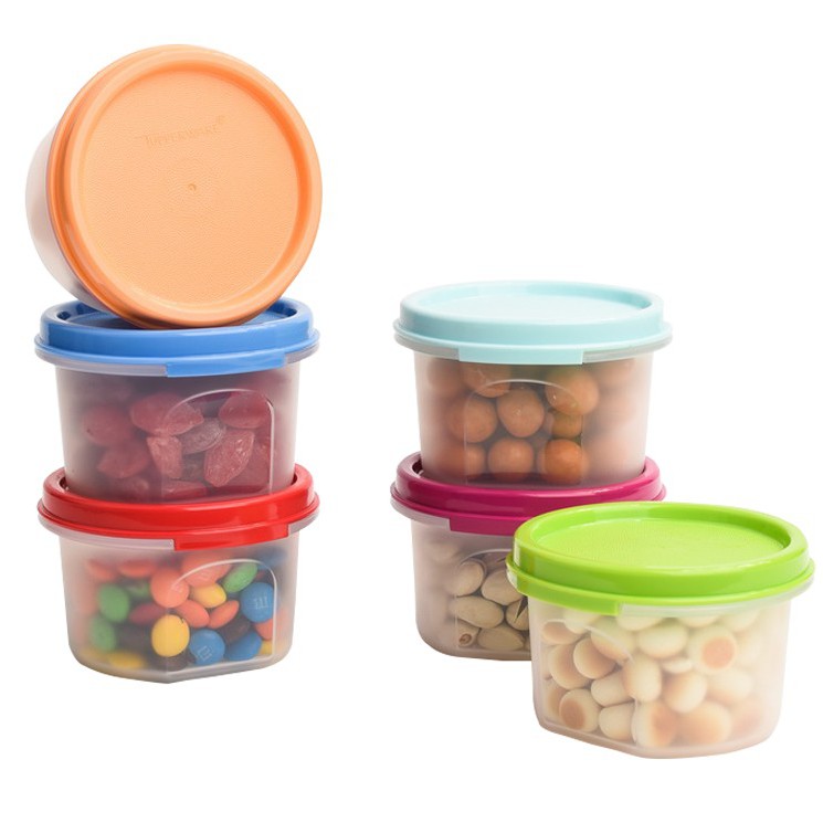 Hộp Tupperware Trữ Mát Đựng Đồ Khô Cao Cấp Chính Hãng 4 hộp Dung Tích 200ml Nắp Màu Đỏ TU08