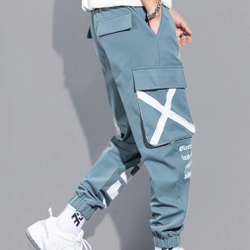 Quần ống rộng nhiều túi màu sắc phong cách đường phố Hong Kong chất lượng cao cho nam size S-5XL