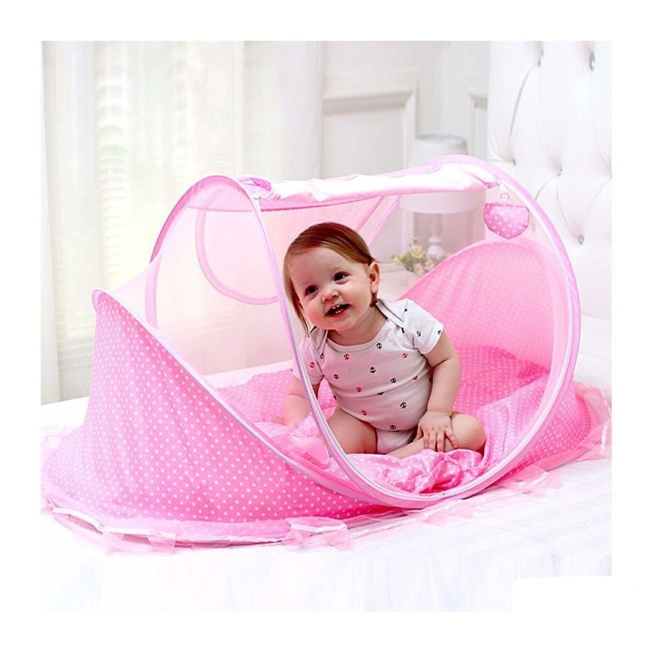 Màn Chụp Màn Ngủ Gấp Gọn Cho Bé, Chăm sóc giấc ngủ cho bé - Màn/ mùng ngủ cho trẻ em cao cấp phát nhạc (Kèm đệm và gối)