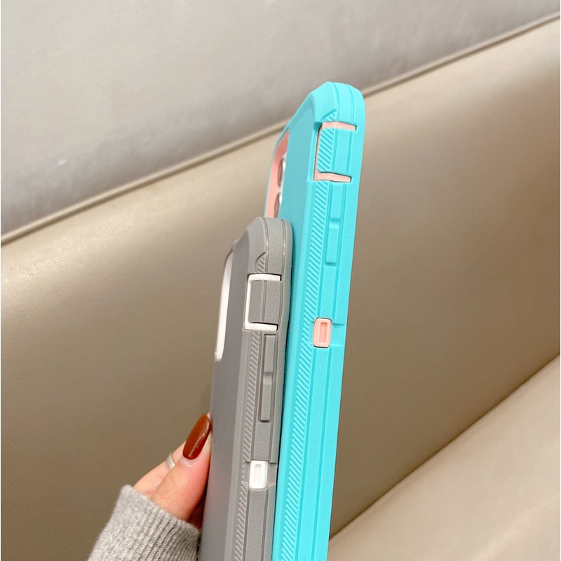Ốp Điện Thoại Siêu Mỏng Chống Sốc 3 Trong 1 Màu Kẹo Cho iPhone 14 13 12 11 Pro Max XS XR X 8 7 Plus + SE 2020