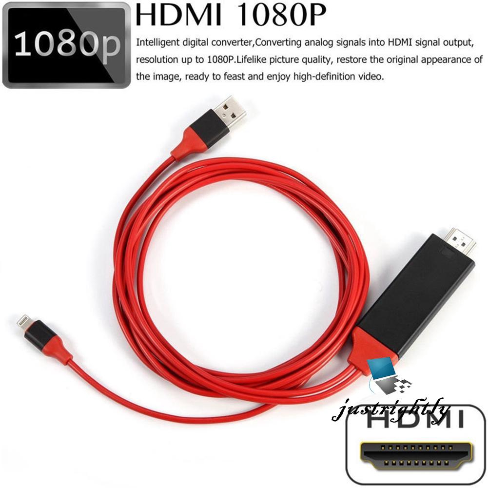 Cáp Chuyển Đổi 3 Trong 1 Usb Lighting Sang Hdmi 1080p Cho Iphone 5 / 6 / 7 / 8 / X / 11 / Ipad / 2m