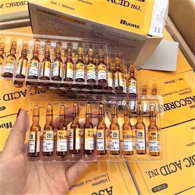 Hộp 50 ống vitamin C Hàn Quốc giúp da căng đẹp mịn màng