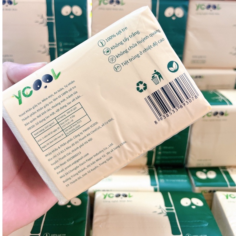 Thùng 30 Gói Khăn Giấy ăn gấu trúc /  khăn giấy tre YCOOL  gói 300 tờ siêu dai siêu mềm