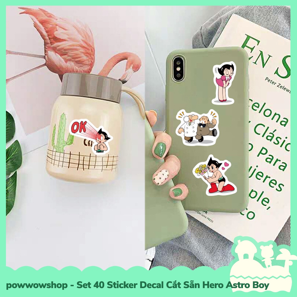[Sẵn VN - Hỏa Tốc] Set 40 Sticker Mini Decal Dán Trang Trí Vật Dụng Mẫu Hero Astro Boy Classic