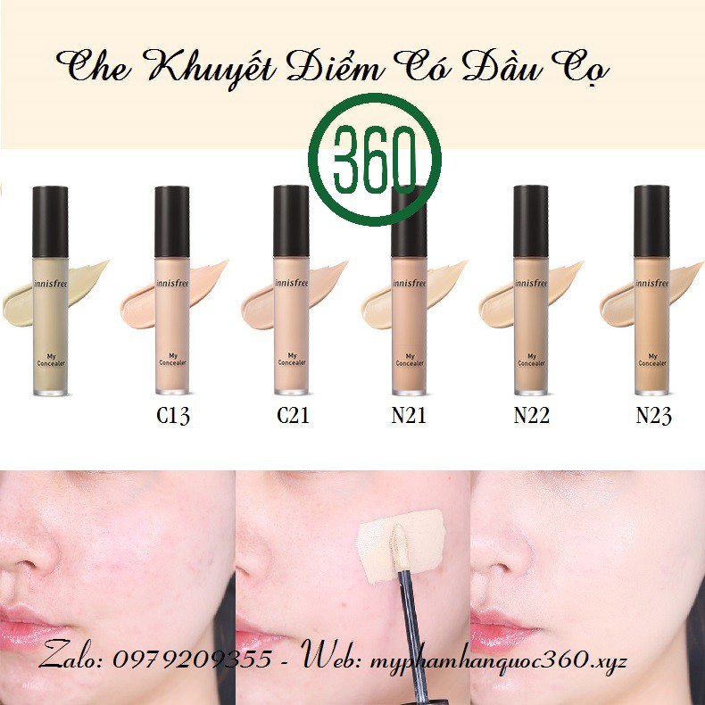 Che Khuyết Điểm Có Đầu Cọ Innisfree My Concealer Wide Cover 7g