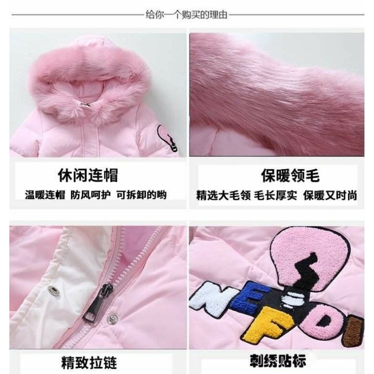 Áo phao dáng dài bé gái