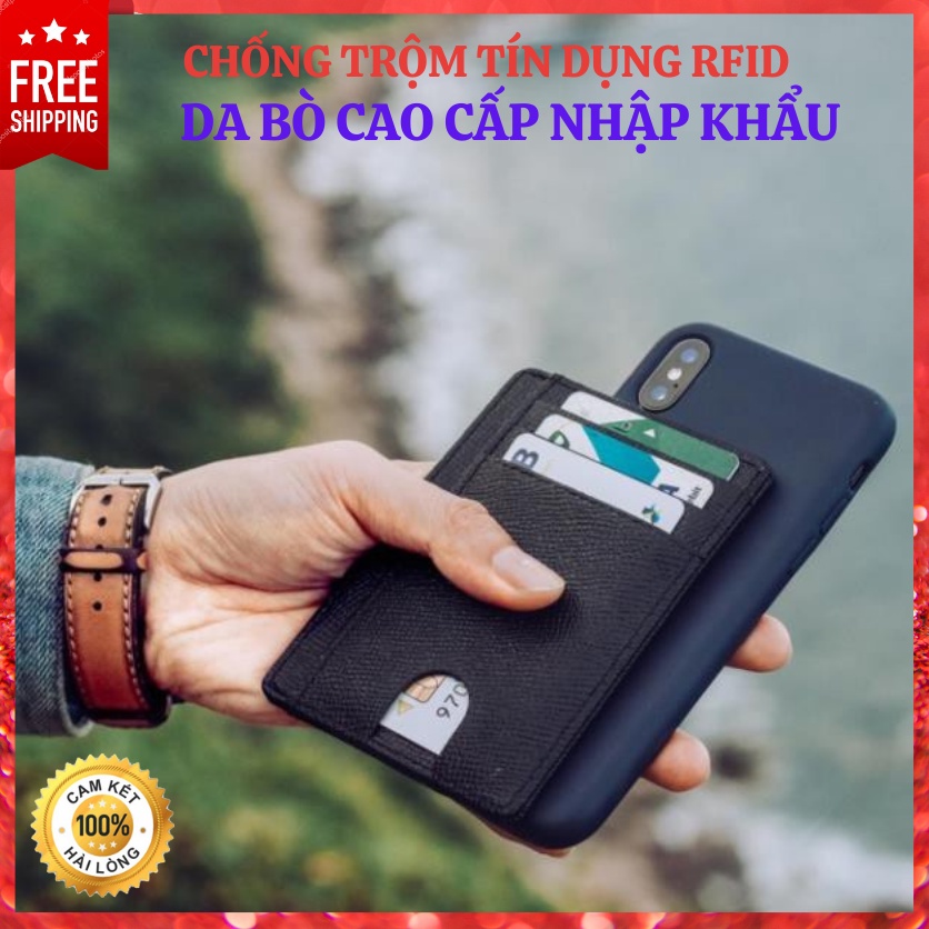 Ví mini, ví đựng thẻ ATM, card visit, name card, passport da thật, nhiều ngăn siêu mỏng gọn - Chất liệu da bò cao cấp