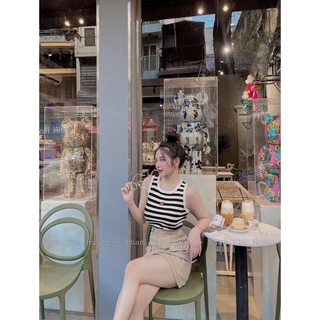 Áo 3 lỗ len kẻ Celinee ( kèm ảnh shop chụp thật )