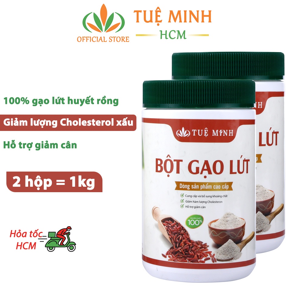 Bột gạo lứt giảm cân Tuệ Minh, bột gạo lứt đỏ huyết rồng 2 hộp 500g - 1kg