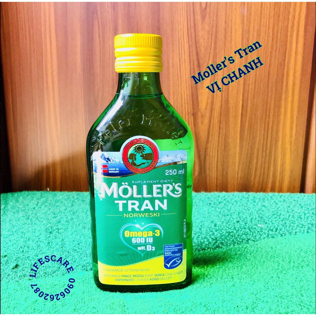 Dầu gan cá tuyết Mollers Tran giàu Omega3 DHA phát triển trí não thị lực cho bé từ sơ sinh