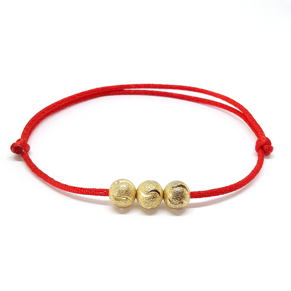 Vòng chân chỉ đỏ may mắn 3 bi hạt vàng khóa trượt - Lắc chân phong thủy bình an nam nữ | BigBuy360 - bigbuy360.vn