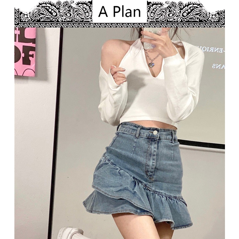 Chân Váy Denim Viền Bèo Dáng Chữ a Thời Trang Mùa Hè Phong Cách Mới Dễ Phối Đồ Cho Nữ 2022