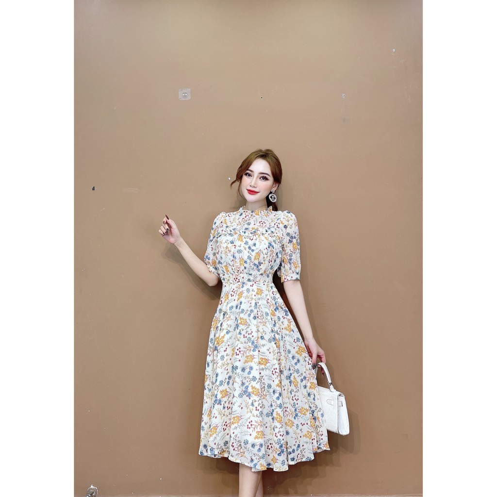 [Mã SKAMA06 giảm 8% tối đa 50K đơn 250K] Live- Váy hoa cổ bèo tay lỡ mới- 8517 | BigBuy360 - bigbuy360.vn