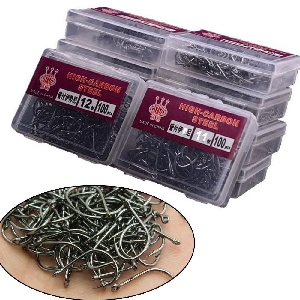 Set 100 Lưỡi Câu Bằng Thép Các Bon Chất Lượng Cao