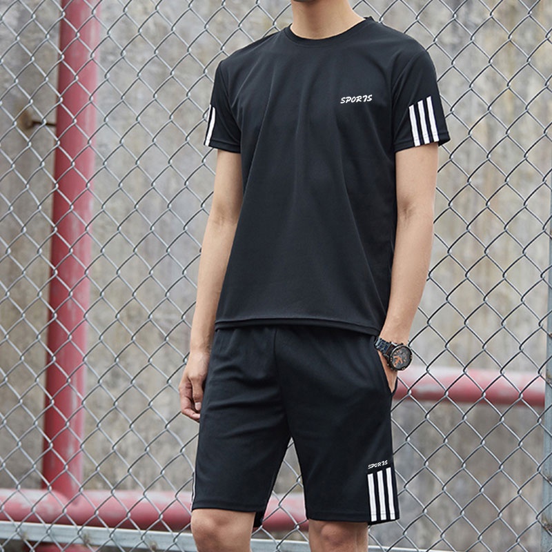 Bộ đồ thể thao áo thun tay ngắn phối quần short thời trang mùa hè cho nam