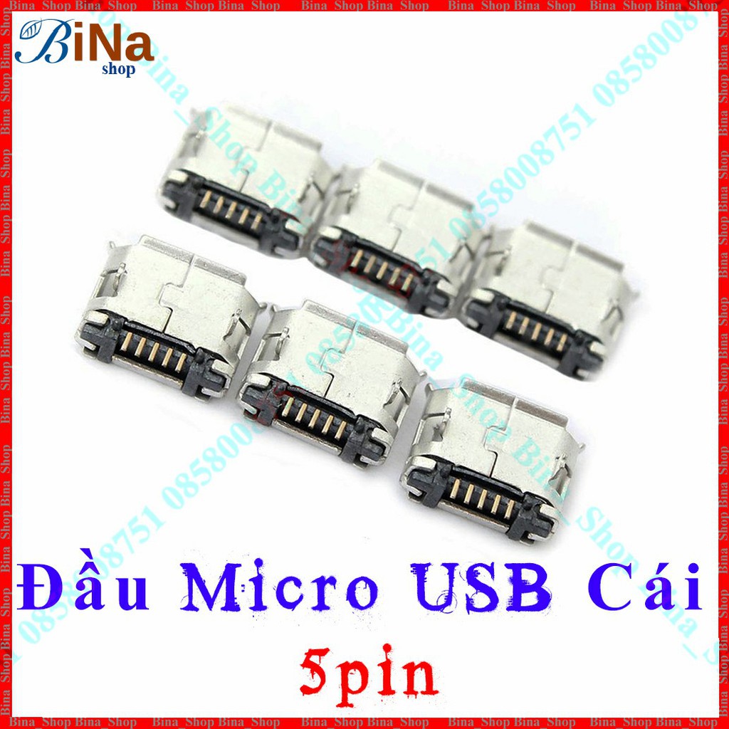 [20 cái] Đầu micro USB 5 chân hàn mạch