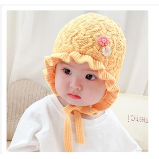 Siêu Phẩm - Mũ Len Tai Bèo Đính Hoa Cúc Chống Gió Và Giữ Ấm Cho Bé Trai/Bé Gái từ 0-12 Tháng
