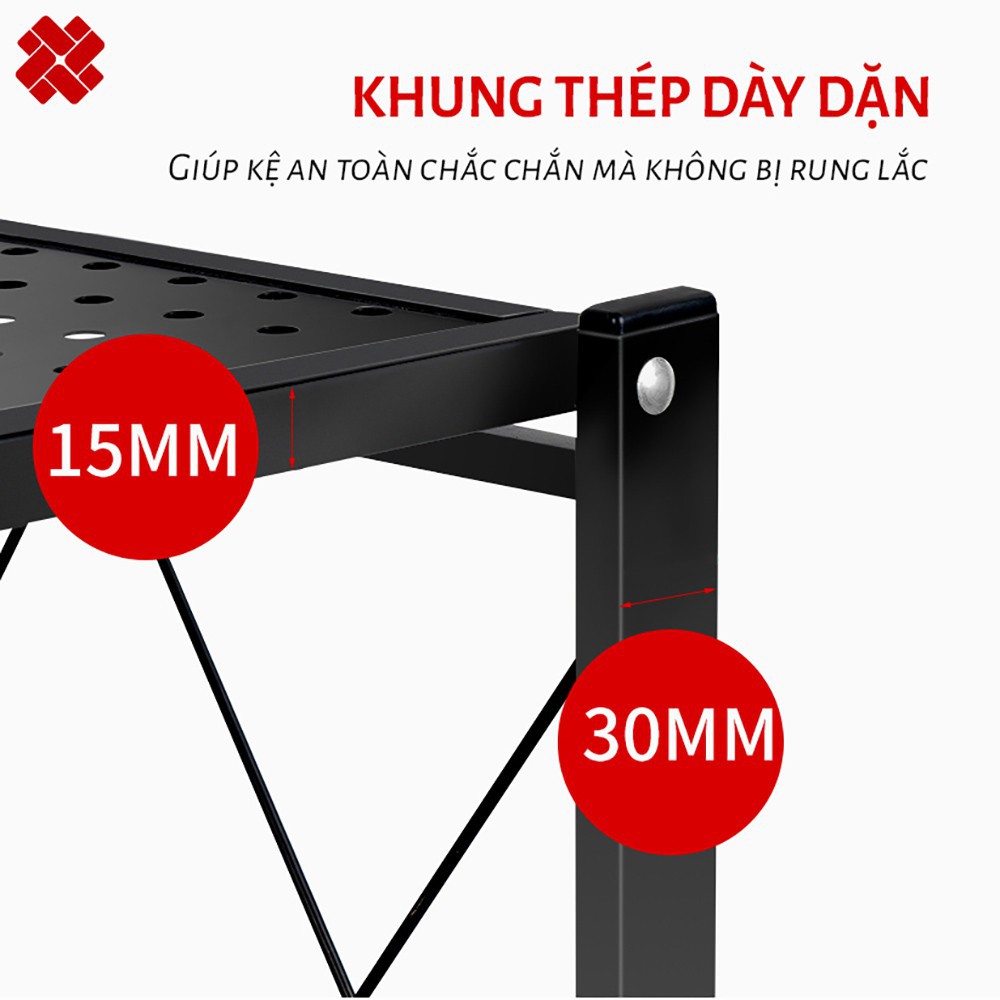 [HOT ] Kệ đa năng gập gọn thông minh 3/4/5 tầng để đồ nhà bếp bằng thép carbon không gỉ kèm bánh xe tiện lợi