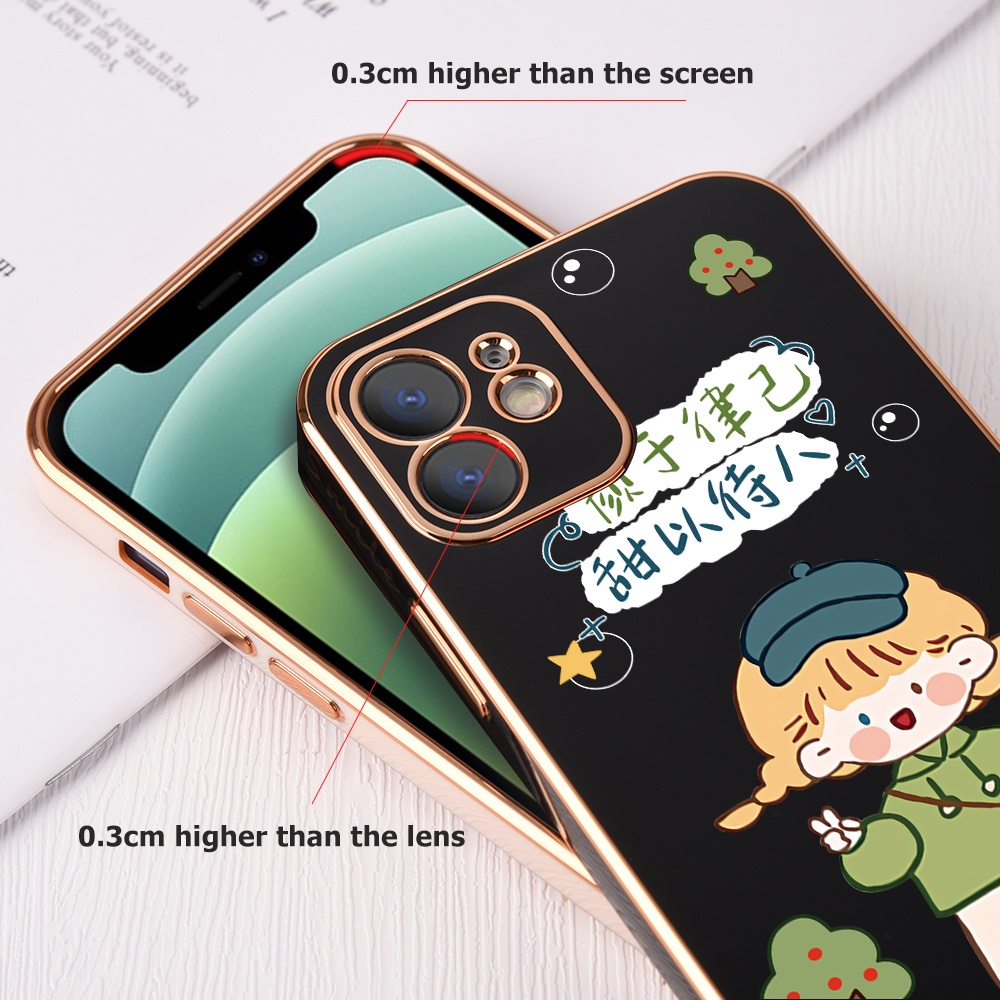 Ốp Điện Thoại Viền Vuông Mềm Họa Tiết Cô Gái Hoạt Hình Cho Samsung Galaxy S21 Plus S21 Ultra S21 FE S22 Plus S22 Ultra 5G