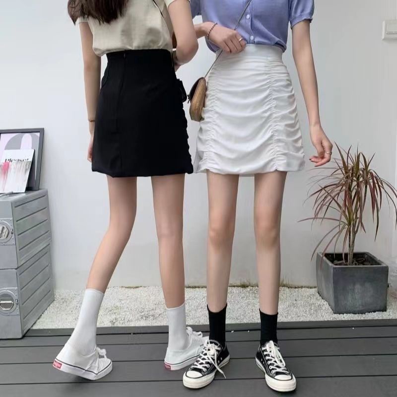 Chân Váy Chữ A Lưng Cao Xếp Ly Phong Cách Hong Kong Cổ Điển Dễ Phối Đồ Thời Trang Mới