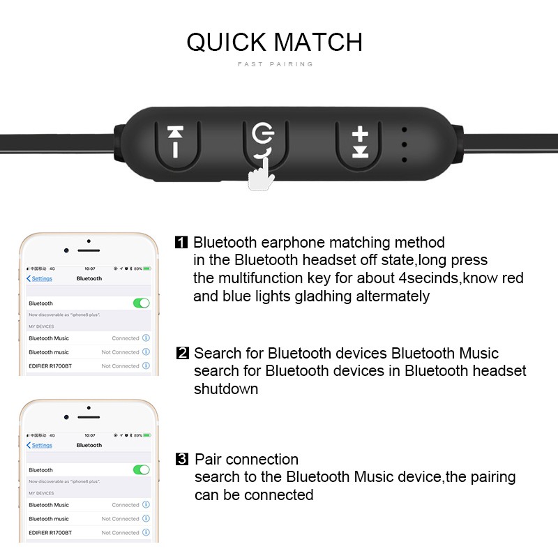 Bộ tai nghe bluetooth 4.1 kiểu dáng thể thao có dây đeo cổ kèm phụ kiện