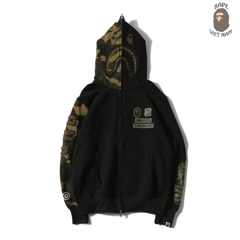 [ODER+FREESHIP] Jacket Bape Shark x Undefeated fullzip , Áo khoác Hoodie Bape Cá Ngáo