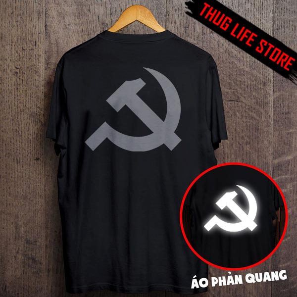 Áo phông phản quang một màu hình búa liềm, form rộng tay lỡ chất Cotton freesize cho nam và nữ MODY