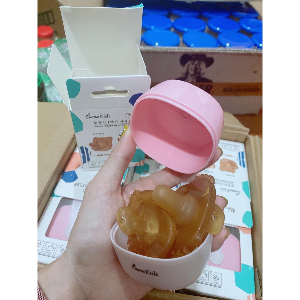 [Tặng dây đeo] Hộp 2 ti giả nano bạc kháng khuẩn Emma Kids ngày và đêm cho bé