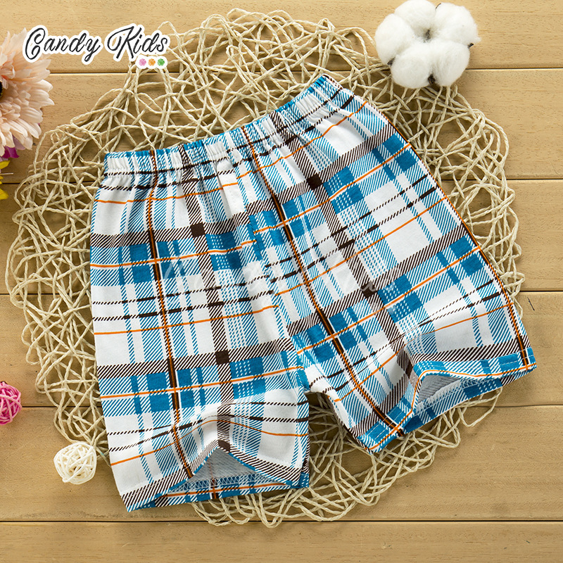 Quần Short Cotton Kẻ Ca-Rô Kiểu Hoạt Hình Ngộ Nghĩnh Đáng Yêu Cho Bé 1-7 Tuổi