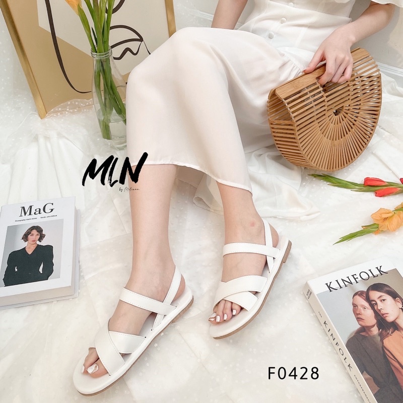 GIÀY SANDAL NỮ ĐẾ BỆT QUAI NGANG PHỐI QUAI CHÉO DA MỀM T91 F0428