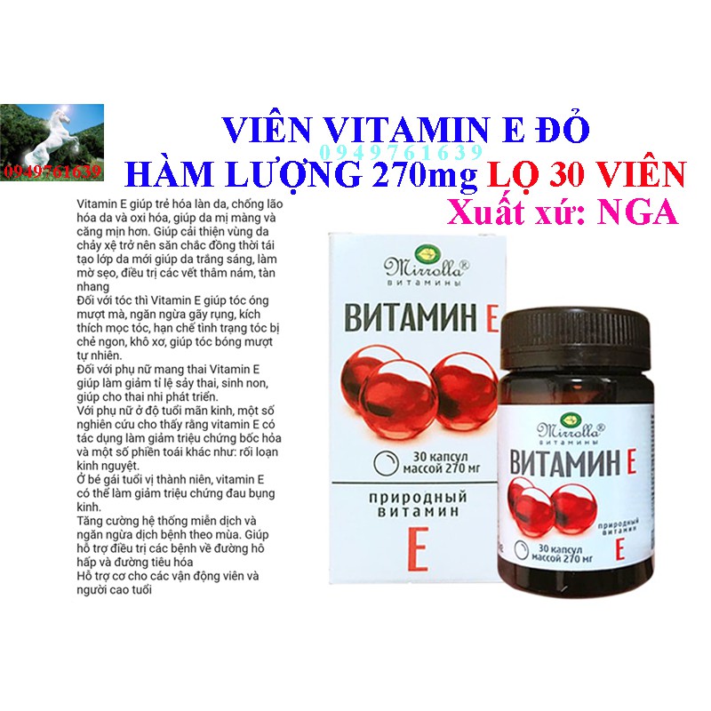 VIÊN VITAMIN E NGA HỘP 30 VIÊN