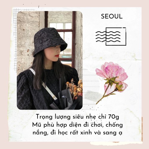 Mũ tai bèo 100% cotton chống nắng, nón bucket siêu nhẹ tạo hình nhăn độc đáo phong cách Nhật Bản Hot Trend