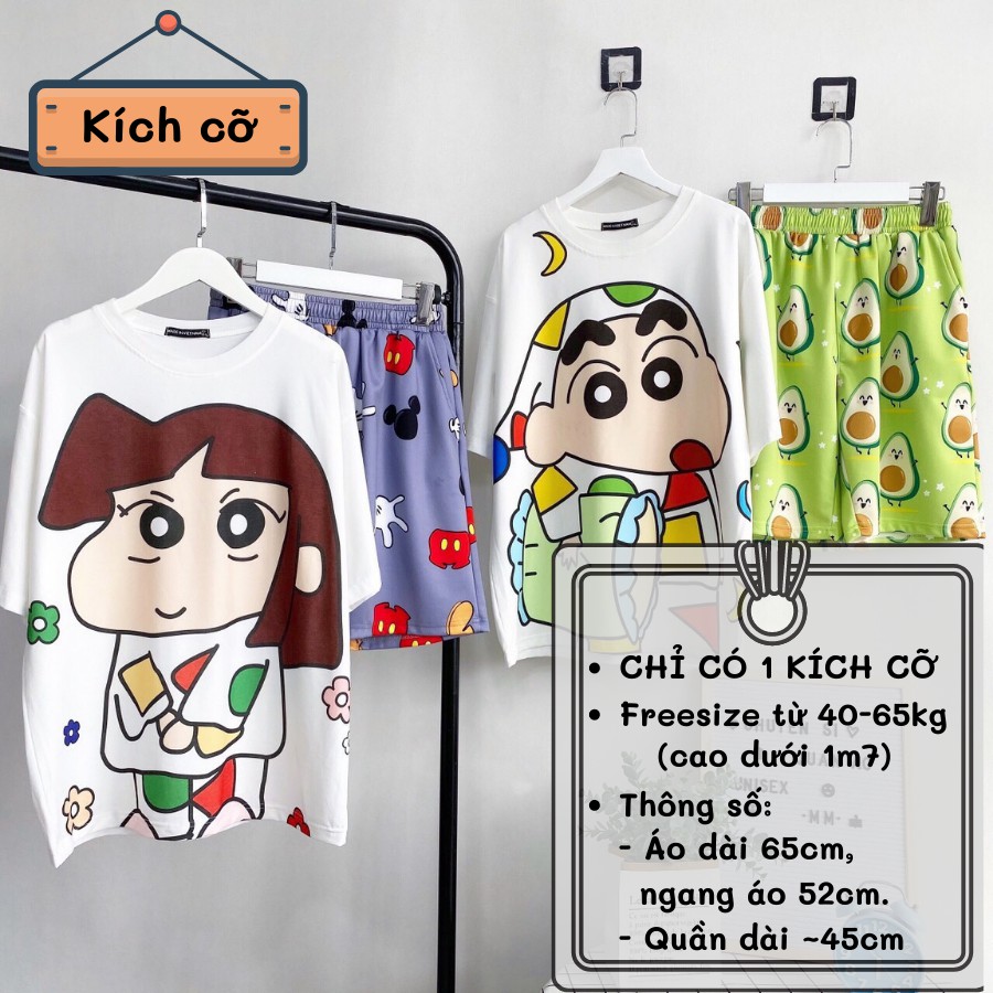 Đồ bộ hoạt hình ❤️ Bộ mặc nhà form rộng Unisex SHIN ĐỒ NGỦ Freesize dành cho nam nữ Molly