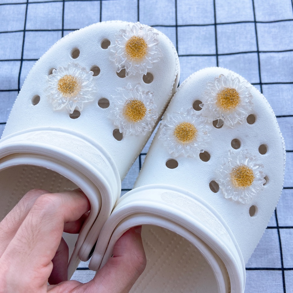Bộ 6 Móc Khóa Trong Suốt Hình Hoa Hướng Dương Dùng Trang Trí Giày