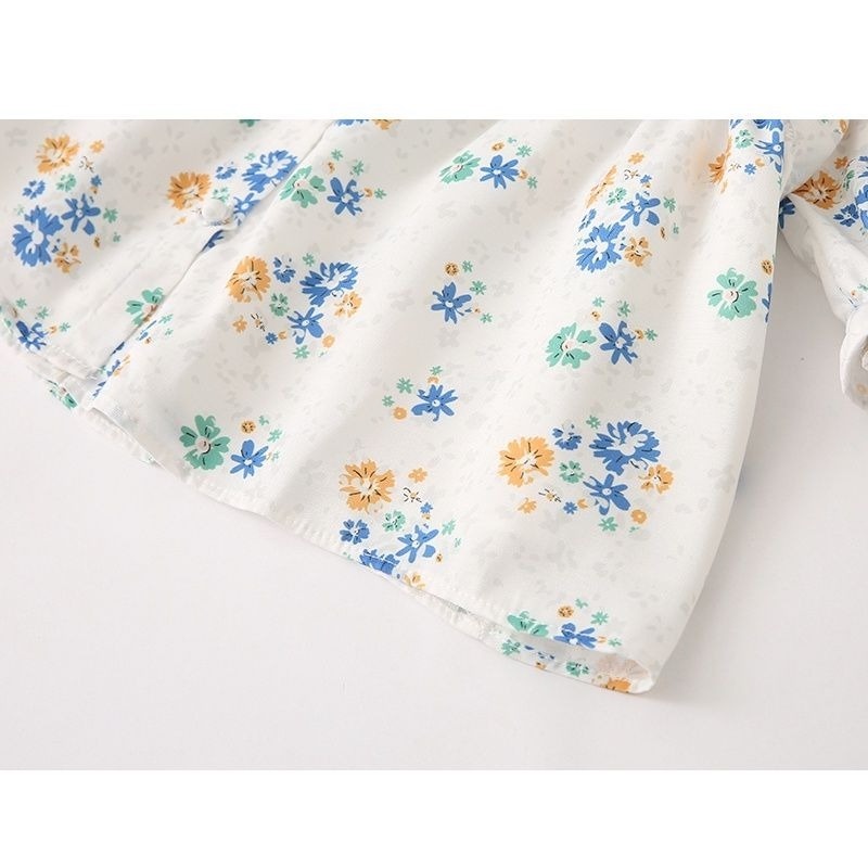 Áo Sơ Mi Cổ Vuông Cột Dây Họa Tiết Hoa Phong Cách Pháp Thời Trang Mùa Hè Mới Cho Nữ