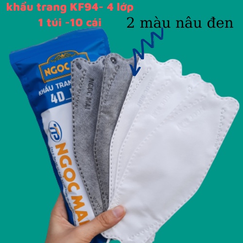 Khẩu trang KF94 4D cao cấp Ngọc Mai,khâu trang kháng khuẩn kf94 4 lớp 1 bịch 10 chiếc hàng công ty ngọc mai